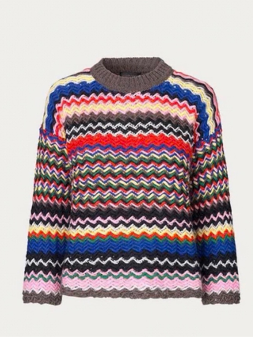 Stine Goya Rebeka Multicolor Zigzag Knit Crewneck Sweater - Women's